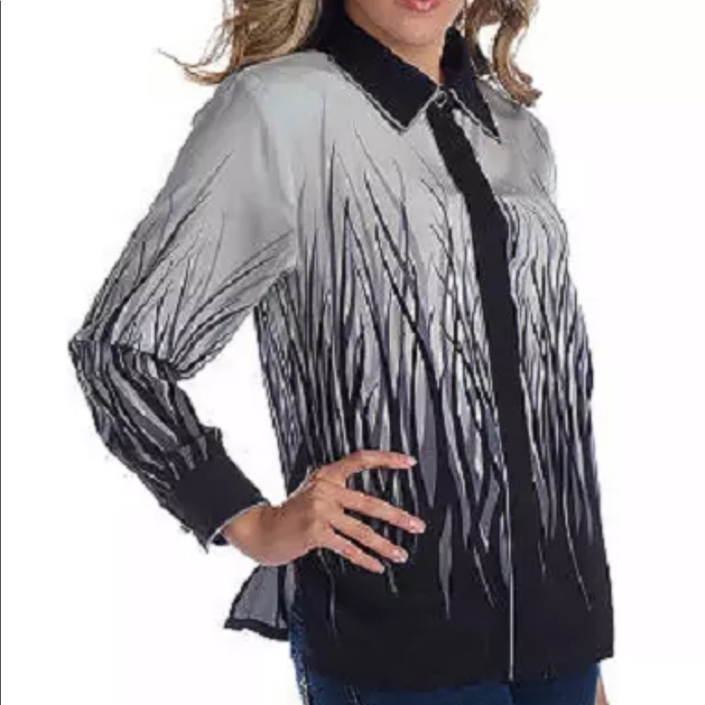 Bob Mackie Wearable Art Meadowlands Silk Blouse - image 4
